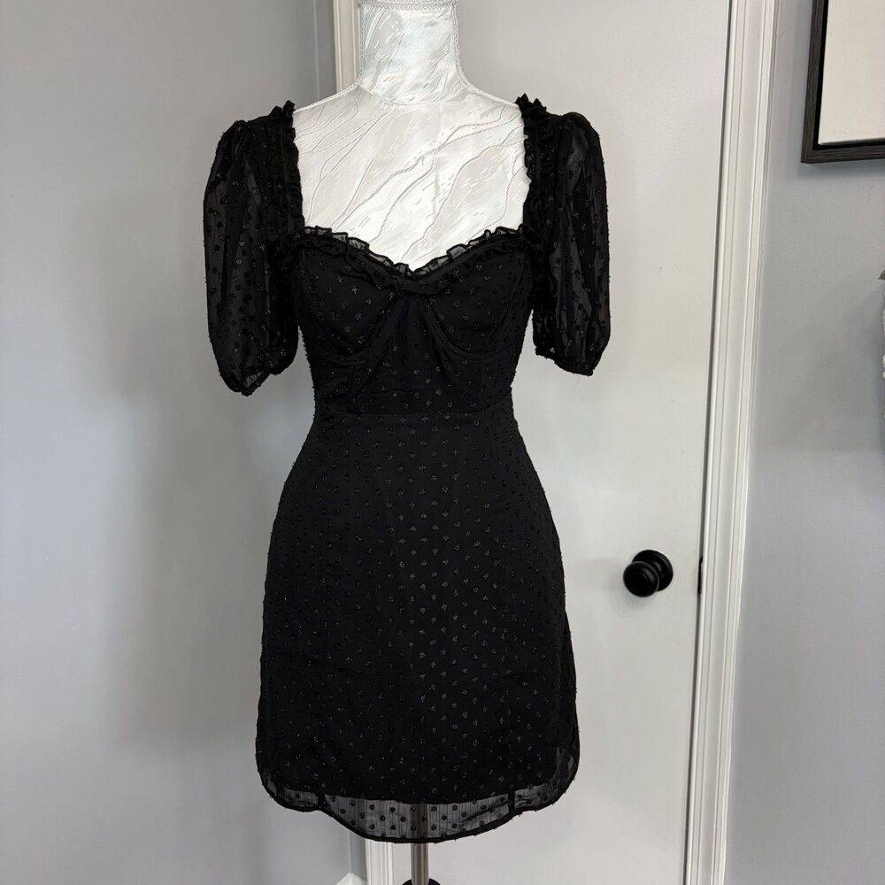Black Babydoll Dress Concert Mini Sweetheart Whimsigoth Dark Coquette Grunge S - Picture 1 of 13